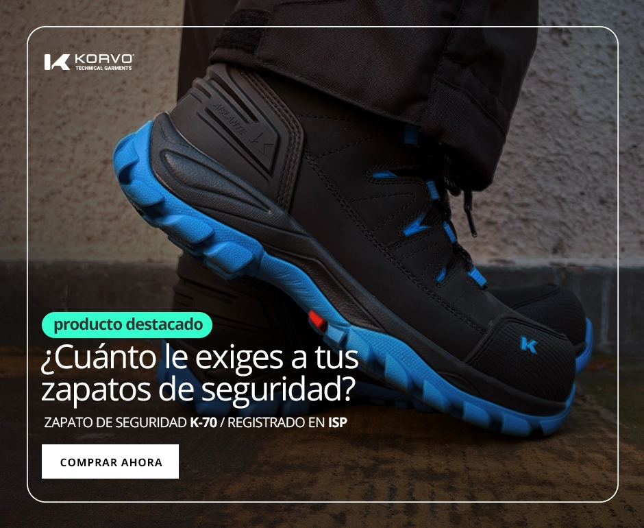Zapato de seguridad K-70 Korvo negro con suela azul